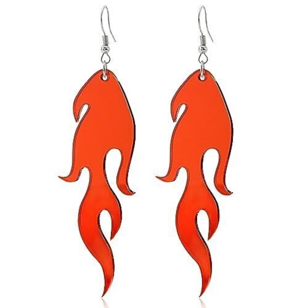 7982 Unique Gothic Lightweight Acrylic Round Fire Dangle Drop Earrings